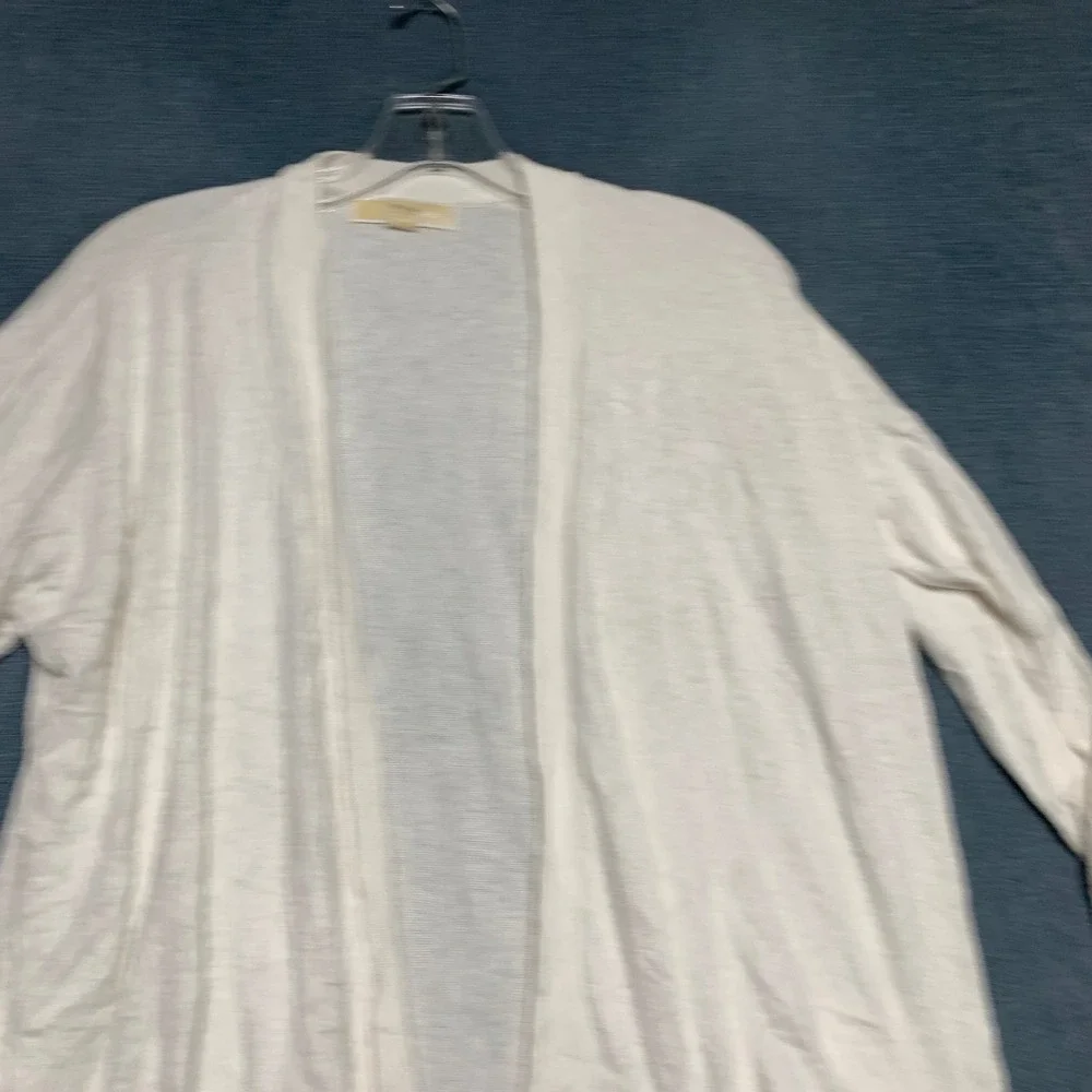 Michael Kors Cardigan Sweater Womens Large White Knit Sophisticated Open Front